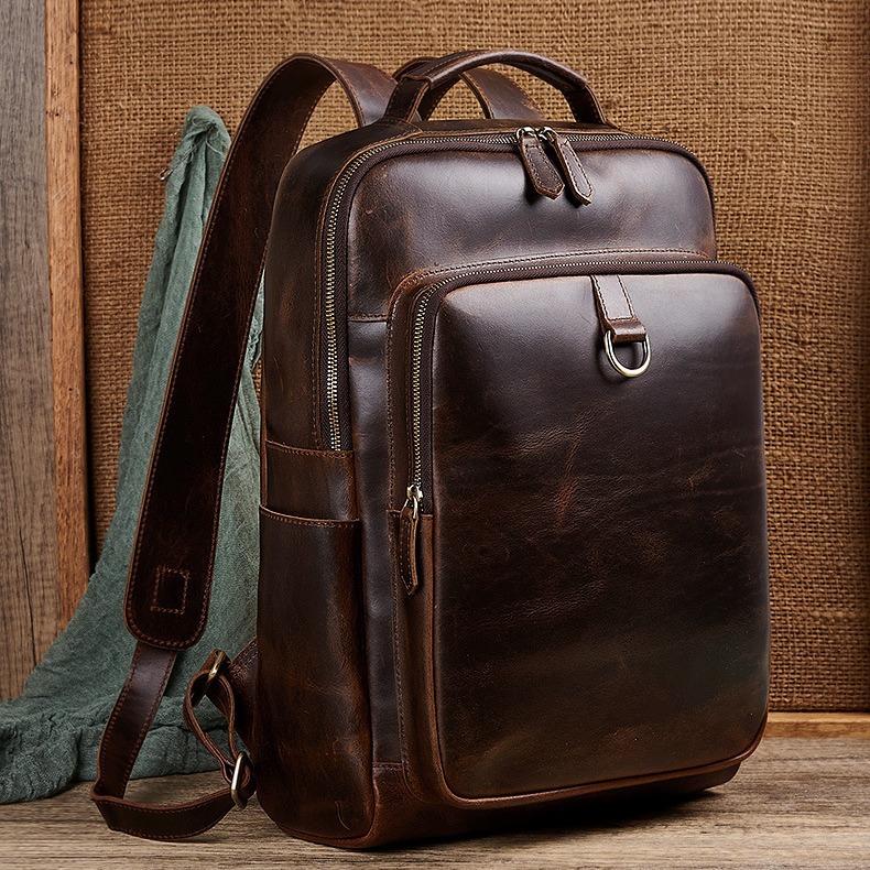 Genuine Leather Backpack - Мужской рюкзак для ноутбука из вощеной