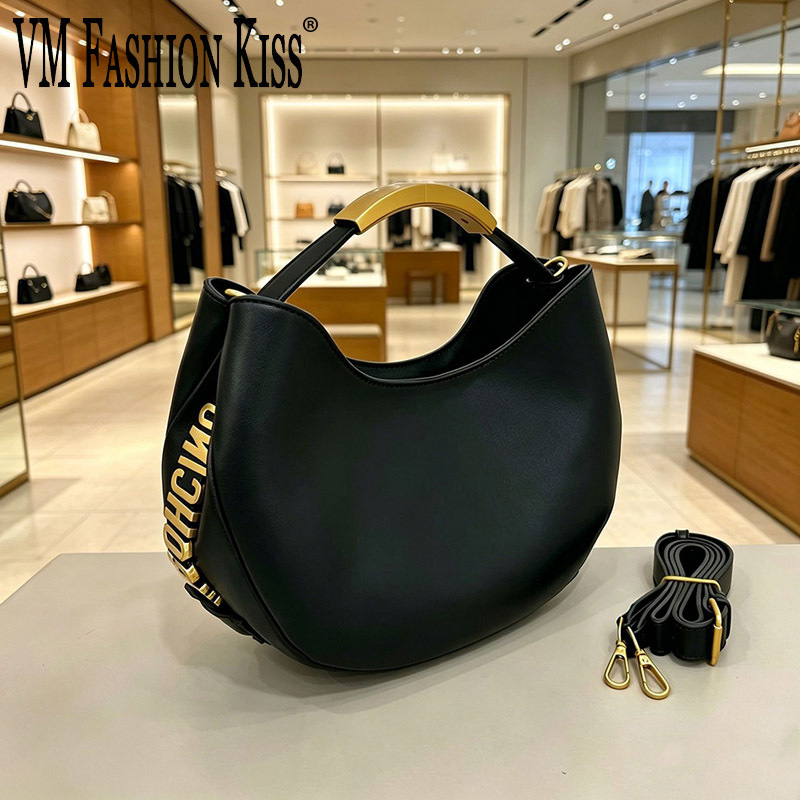 Luxury Bags Tote - Женская сумка-тоут Demi-cercle с золотистой надписью,