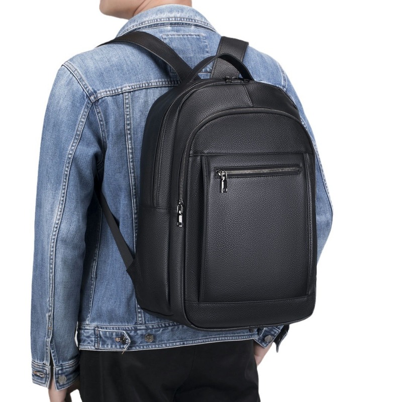 Genuine Leather Backpack - Кожаная мужская сумка на два плеча,