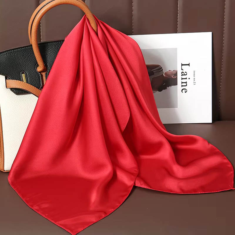 Luxury Bags In China - Роскошный однотонный шелковый квадратный шарф, женский