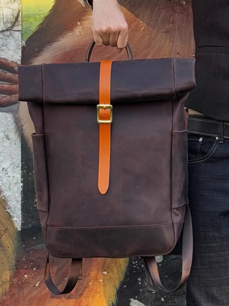 Мужской кожаный рюкзак большой – обзор и цена Genuine Leather Backpack