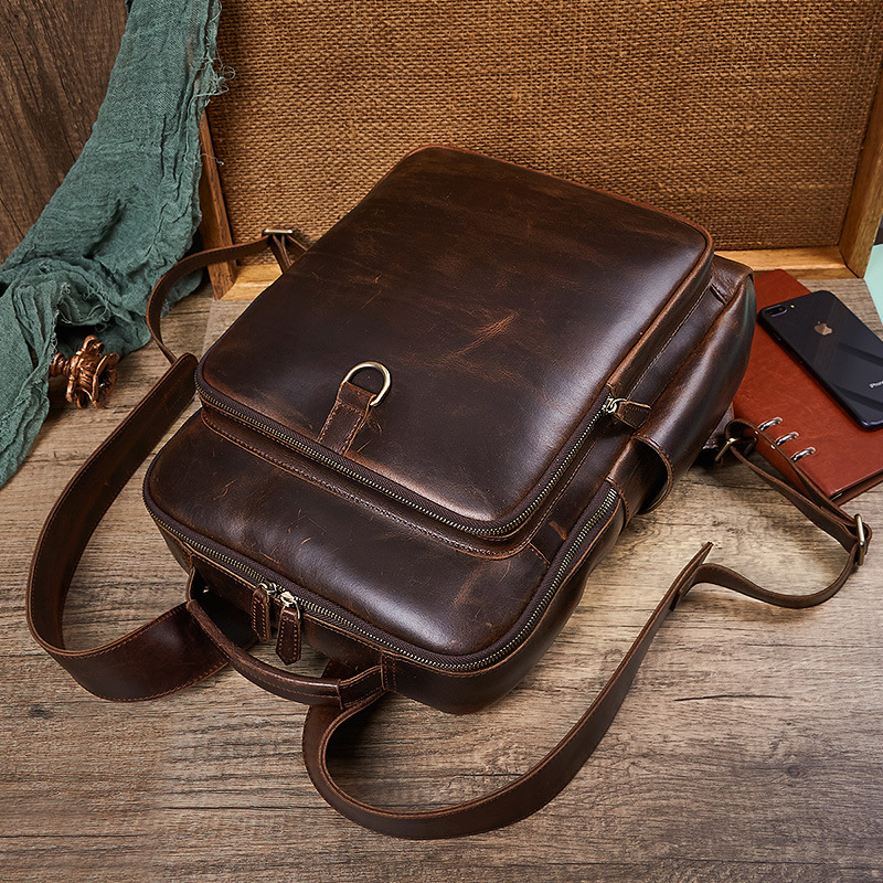 Мужской рюкзак для ноутбука из – обзор и цена Genuine Leather Backpack