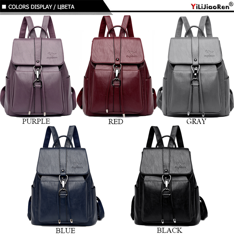 Рюкзак с защитой от кражи, жен – обзор и цена Genuine Leather Backpack