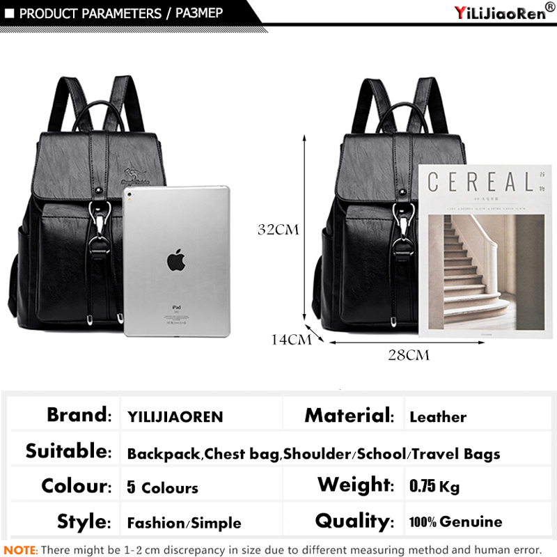 Рюкзак с защитой от кражи, жен – обзор и цена Genuine Leather Backpack